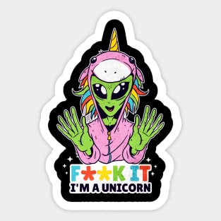 Alien Trying To Be A Unicorn Funny Cute Artwork Sticker